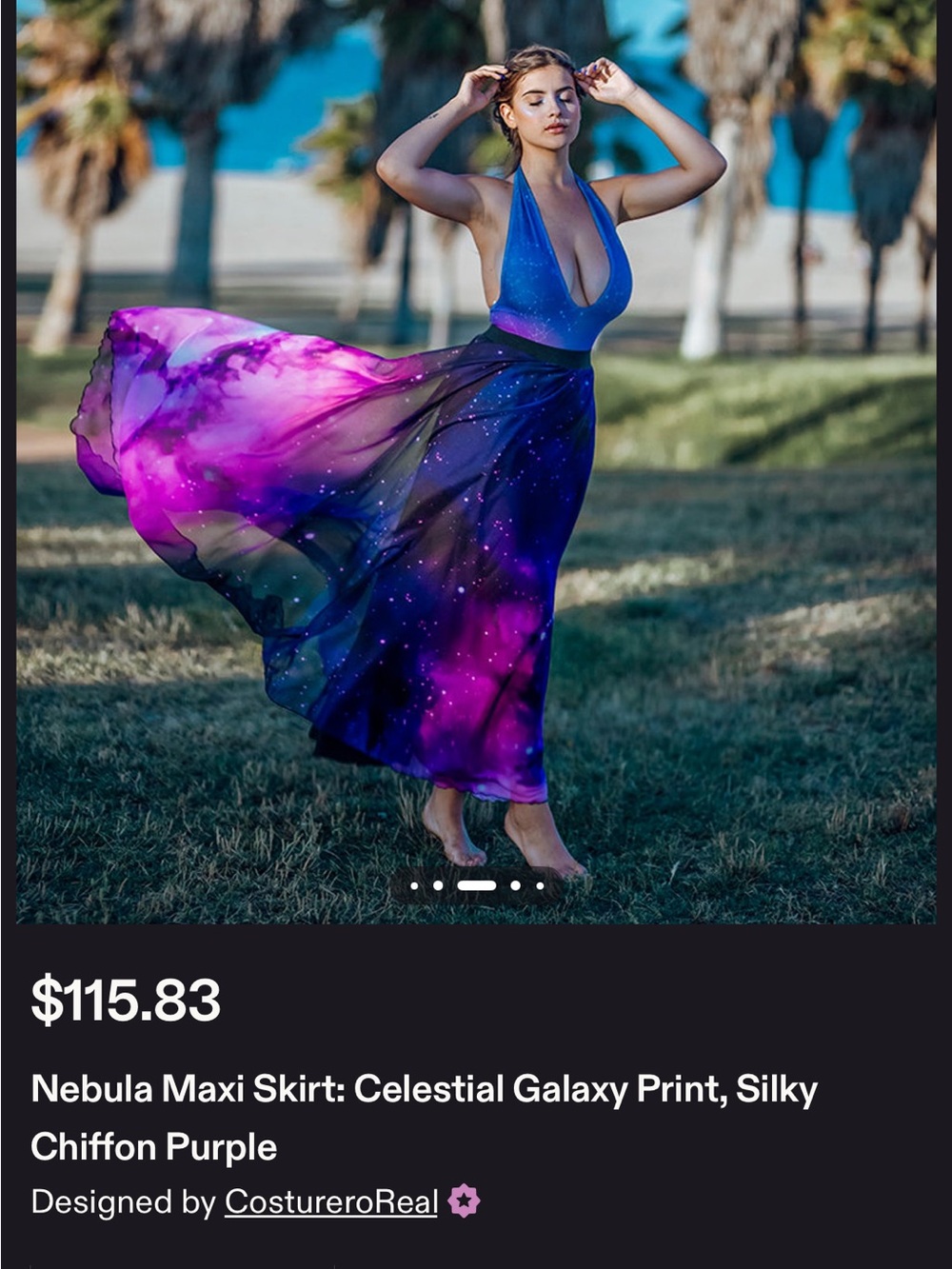 Nebula Maxi Skirt - Celestial Galaxy Print, silky in chiffon purple